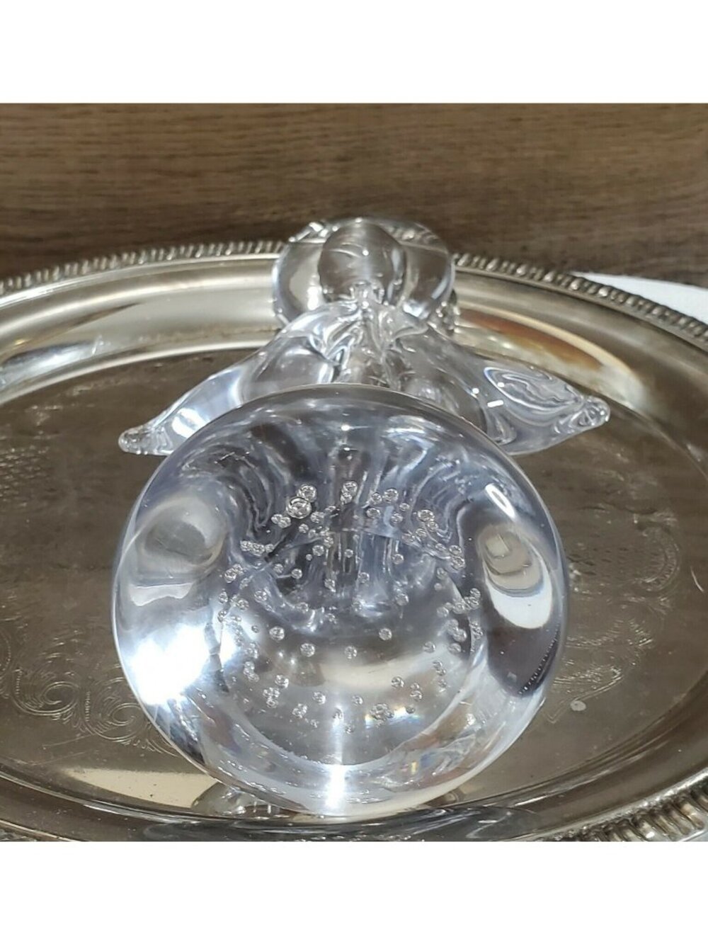 Handblown Art Glass Angel Figurine Bubble glass 9"Vintage Decorative Christmas - Picture 4 of 8